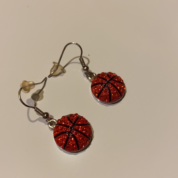 Rhinestone Orange Basketball Earrings - Picture 7 of 7